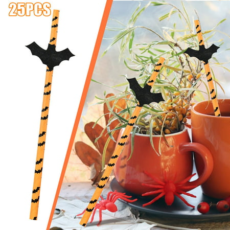 Halloween New Products Creative Dessert Table Dressing Straw Funny Layout Supplies Paper Straw 25 Pieces 08HWC15A#4722 2022 the Hot Halloween New Prod