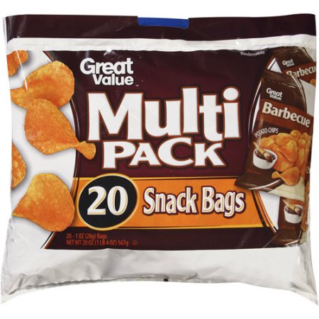 Great Value, Potato Chips Snack Bags, Barbecue