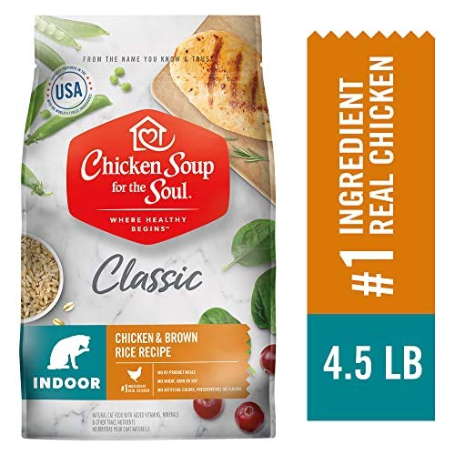 Chicken Soup for the Soul Pet Food - Indoor Cat Food, Chicken & Brown Rice Recipe, 4.5 Lb. Bag | Soy, Corn & Wheat Free, No Artificial Flavors or Pres thumbnail