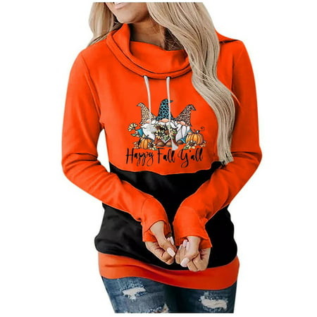 Sentmoom Fall Sweatshirts for Women   Classic-Fit Tops Long-Sleeves Tunic Relaxed Pullover Top Casual Color Block Hoodies Tops Lightweight Vintage T S