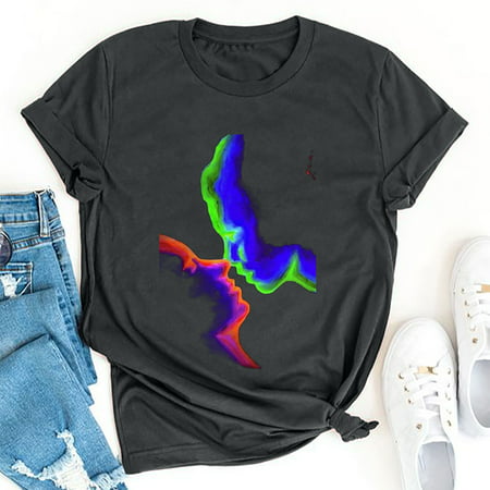Tokmisa Retro Grimace Print Loose Short-Sleeved Men S and Women S Pullover Bottoming Top T-Shirt 2554 Fashion