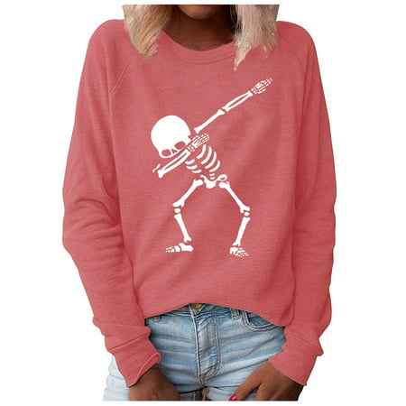 Usupdd Women S O-Neck Printing Loose Casual Fashion Long Sleeve Halloween Hoodie Tops Usupdd 220808-5796