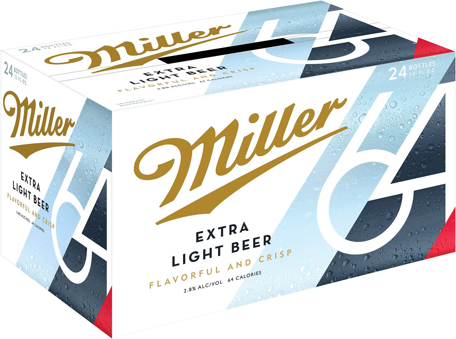 Miller 64 Extra Light Lager Beer, 24 Pack, 12 Fl. Oz. Bottles, 2.8% ABV