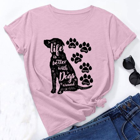 Tokmisa Women S Summer Fashion Loose Round Neck Animal Cute Print Short Sleeve Top T-Shirt 2658 Fashion