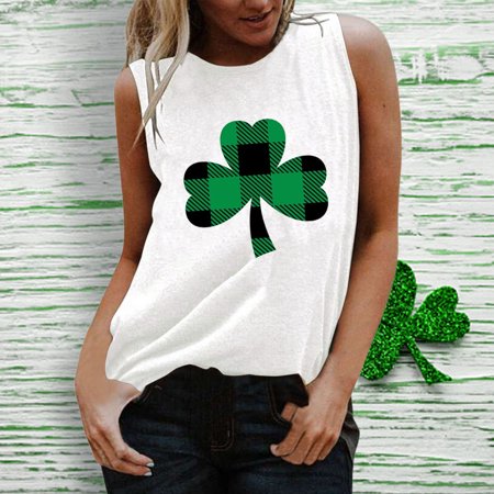 FengLS Tank Tops for Women Shirts Summer Strap O Neck Tunic Sleeveless Cozy Print Beach Cami Outfits St Patrick S Day 10-Ladies Clothes-14A#4962 Women