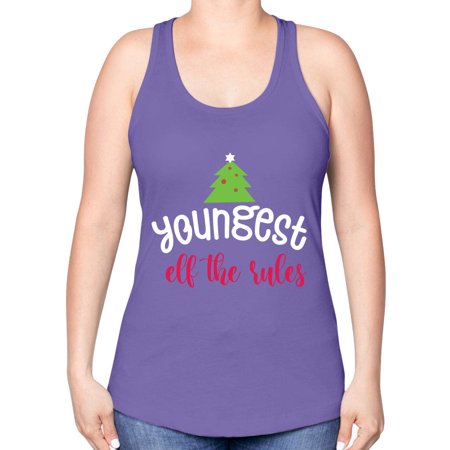 Youngest Elf the Rules Style 1253# - Christmas -Racerback Tank