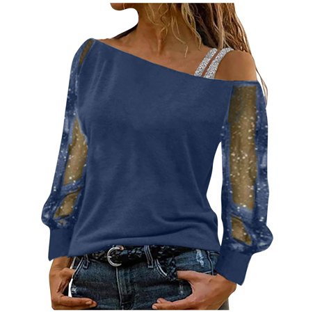 Workout Shirts for Women  Crop Tops Women  Women S Long Sleeve Tee Shirt Fitted Tshirts Shirts Women S Fashion Pullover Straight Neck Off Shoulder Sol