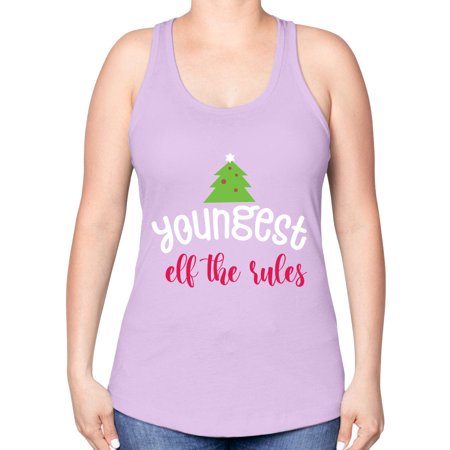 Youngest Elf the Rules Style 1253# - Christmas -Racerback Tank