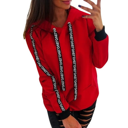 Hoodies Woman Clearance  Women Plus Size Long Sleeve Solid Sweatshirt Hooded Pullover Tops Shirt