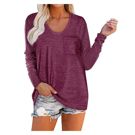Sentmoom Long Sleeve Stripes Printed Sweatshirts  Fall Shirts Women Cute Relaxed Henley Shirts O-Neck Casual Breathable Shirt Casual Oversized Tees Pl