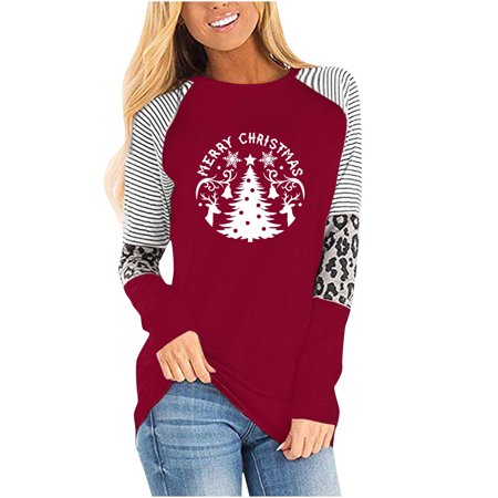 Miximx Women Tops  Women S Fashion Print Long Sleeves Blouse Round Neck Stripe Casual Tops - Women Tops Women S Fashion Print a-a#7263 Female