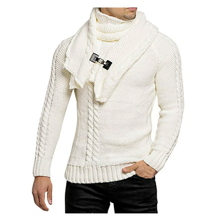U#5796，Men S Winter Casual Neck Wrap Head Long Sleeve Sweater in Solid Color，P#5796 OW7