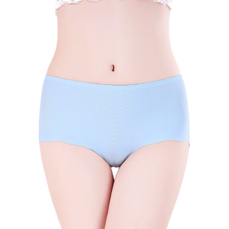 Shakumy Barely There Bras for Women 4742 Womens Seamless Ice Silk Trendy Panties Plus Size Mid High Waist Panties Tucking Sky Blue Large