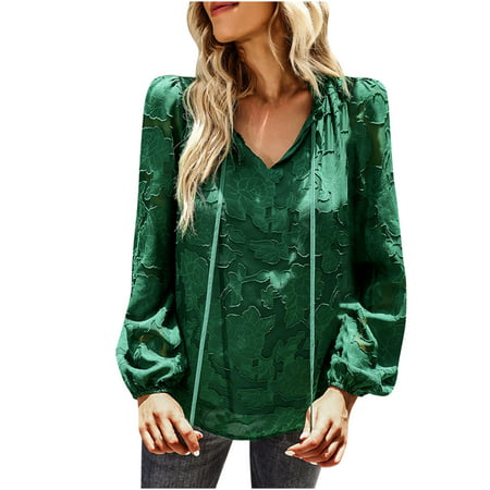 FengLS Women S Elegant Long Sleeve V-Neck Chiffon Shirt 10-Ladies Clothes-07A#7668 Womens Cloth MYFWomen S Elegant Long