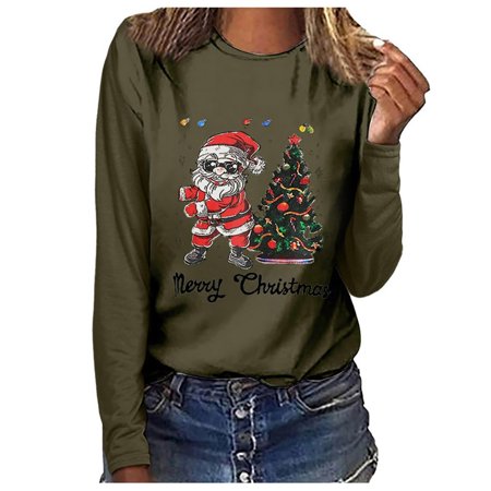 Sentmoom Sweatshirts for Women Loose Fit Graphic   Animal Print Henley Shirts Long-Sleeve Pure Color Shirt O Neck Trendy Pullover Tees Pullover Loose 