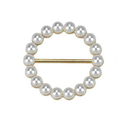 Usupdd New Ladies Fashion Round Retro Scarf and Shirt Clip Button Pearl Corner Knot Button Usupdd WAA220817-2289