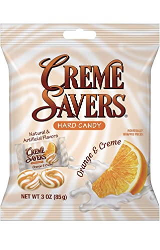 CREME SAVERS | Classic Original Individally Wrapped, Strawberries and Creme and Orange and Creme Hard Candy | Each Bag 3 OZ| Crème Savers Rolls, 2 or thumbnail