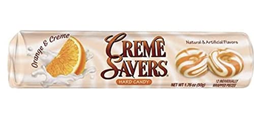 CREME SAVERS | Classic Original Individally Wrapped, Strawberries and Creme and Orange and Creme Hard Candy | Each Bag 3 OZ| Crème Savers Rolls, 2 or thumbnail