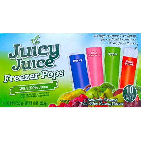 New Juicy Juice Freezer Pops with 100% Juice NO High Fructose Corn Syrup  No Artificial Sweeteners or Colors Net Wt 10 Oz (1)