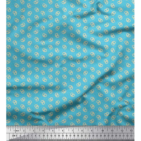 Soimoi Cotton Jersey Fabric Dot & Pretzels Food Printed Craft Fabric by the Yard 58 Inch Wide