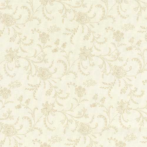 Cream Delicate Vine La Vie En Bleu Fabric by the Yard