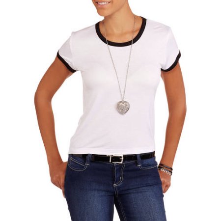 Juniors Crewneck Shirt with Contrast Binding