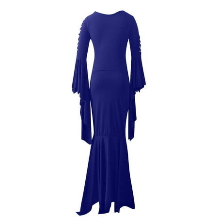 Usupdd Womens Dresses Fashion Women Solid Color Long-sleeved Shoulder Retro Strappy Hip Dress Usupdd WAA221007-5588