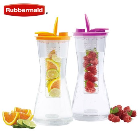 2 Rubbermaid Infuser Carafe Pitchers Plastic for Fresh Fruit Infused Flavored Water