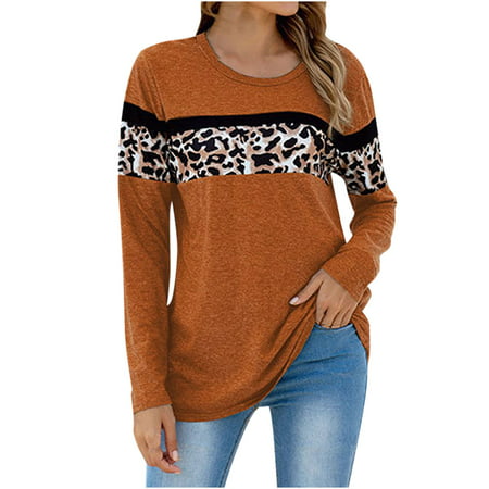 Sentmoom Long-Sleeves Lightweight Fitted Shirts  Graphic Tees for Women Pullover Relaxed Blouse Round Neck Fashion Lightweight Tee Shirt Lightweight O