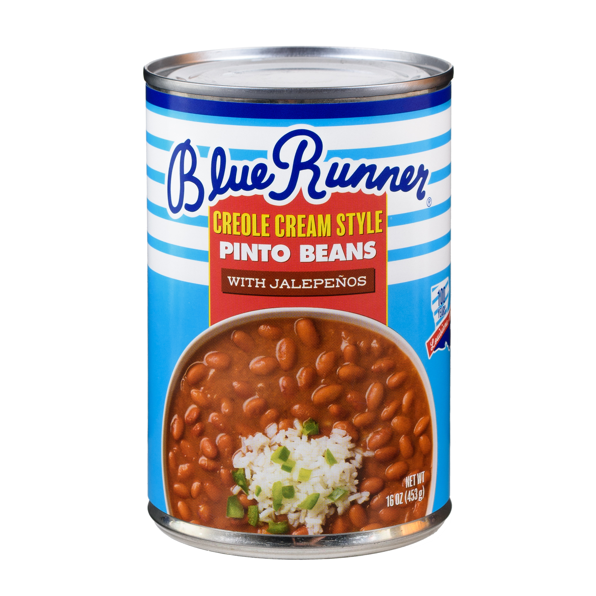 Blue Runner Foods Creole Cream Style Pinto Beans with Jalapenos  16 Oz Can  Heat and Serve