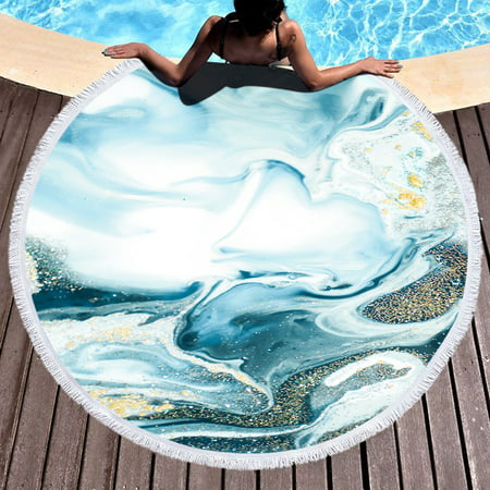 Usupdd Round Printed Beach Towel Microfiber Shawl Beach Towel Beach Mat Usupdd 220805-5499