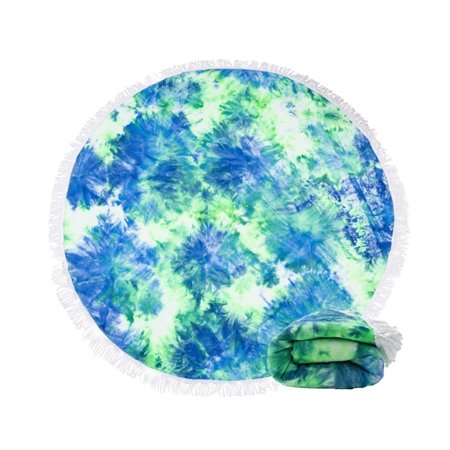 European and American Microfiber Double-sided Tie-dye Beach Towel Round Fringe - Uscallm 2022 Green H#4081-a-H#4081