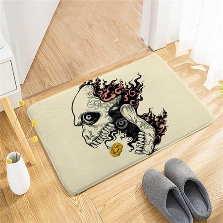 Usupdd New Fashion Halloween Skull Flannel Printing Door Mat Bathroom Absorbent Non-slip Floor Mat Usupdd WBB220912-8306