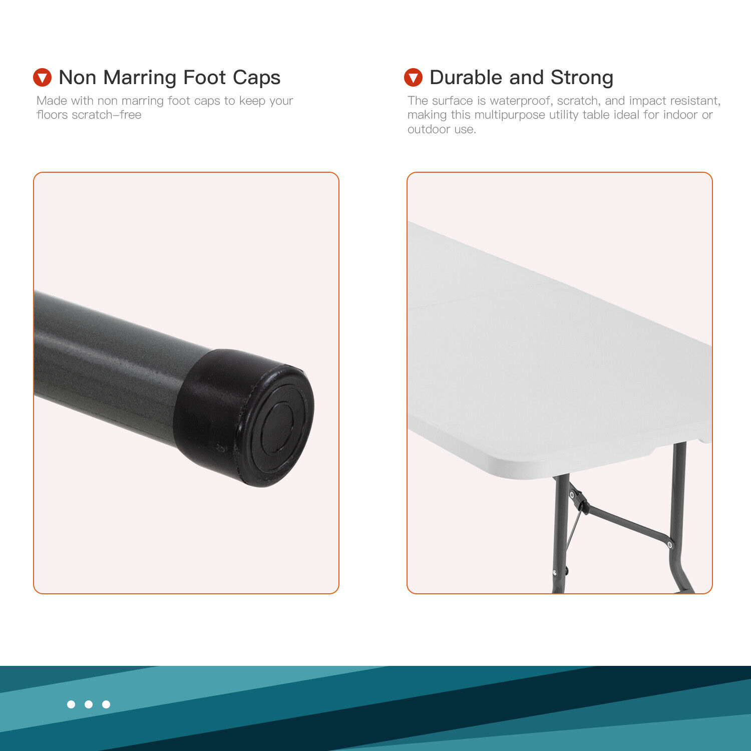 Folding Table, Half Portable Folding Picnic Table for Camping Parties & Events