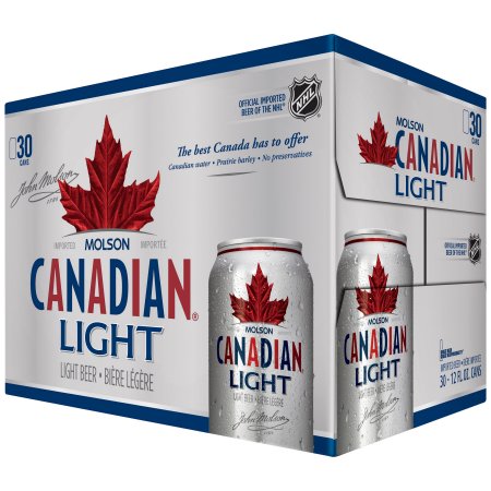 Molson Canadian Light Beer, 30 Pack, 12 Fl. Oz. Cans, 3.9% ABV