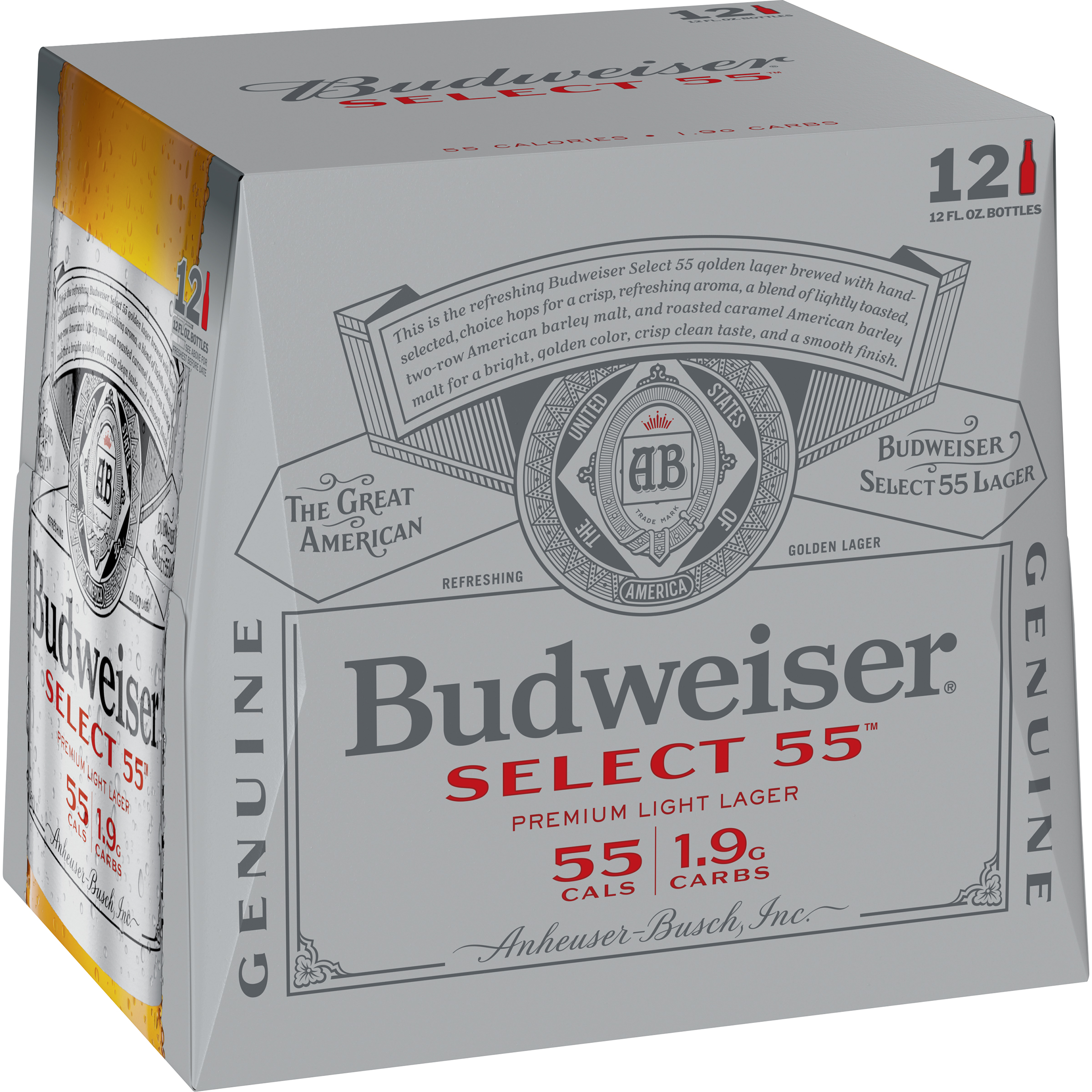 Budweiser Select 55 Premium Light Lager - Beer - 12 Pack 12oz Bottles