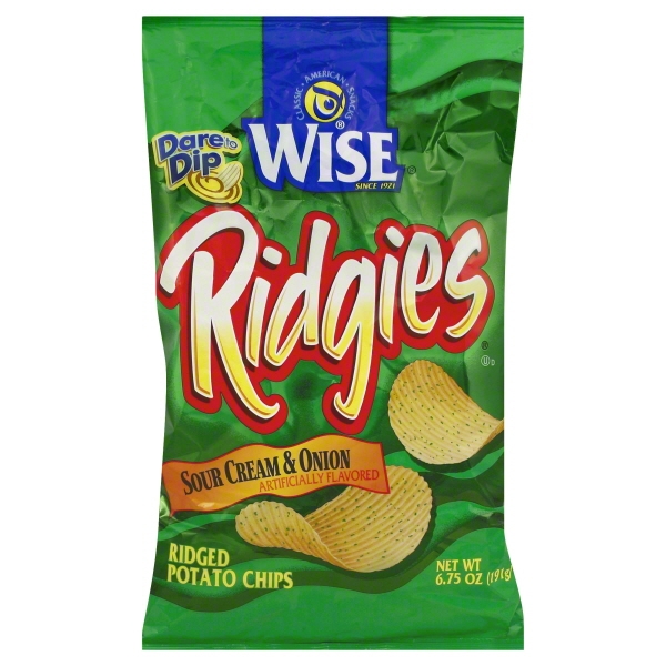 Wise Ridgies Sour Cream & Onion Ridged Potato Chips - 6.75oz