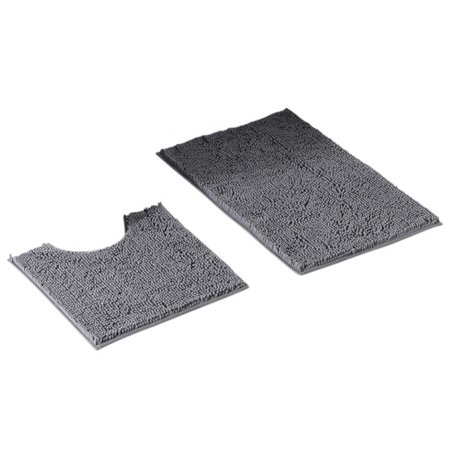 2pcs Fluffy Floor Mat Set Soft Thicken Area Rug Absorbent Mat Non Slip Mats Chenille Plush Carpet for Living Room Bedroom Bathroom Kitchen