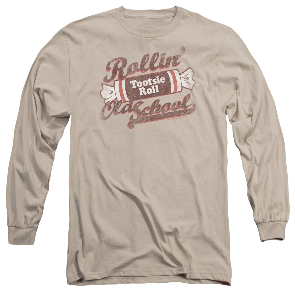 Tootsie Roll Chocolate Candy Rollin  Old School Distressed Adult L-Sleeve Tshirt