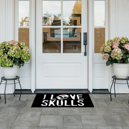 Black Skull Valentine S 2022 Newest Black Skull Valentine S Day Welcome Mat Entrance Bathroom Style Living Room Entrance Ottoman 8a17b#5105
