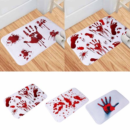 Mittory Blood Footprint Bath Mat Door Mat Scary Horror Style Decoration Hot Winter Color #6755