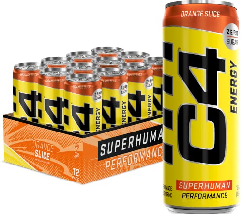 C4 Original Sugar Free Energy Drink | Orange Slice | Pre Workout Performance Drink with No Artificial Colors or Dyes,12 Fl Oz (Pack of 12)