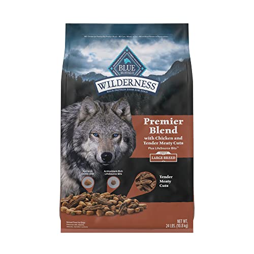 Blue Buffalo Blue Wilderness Premier Blend with Meaty Cuts Large Breed Adult Chicken Dry Dog Food, 24 Lbs.