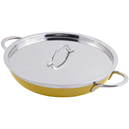 Bon Chef 60304 Classic Country French Collection 1 Qt. 20 Oz. Yellow Saute Pan / Skillet with Cover