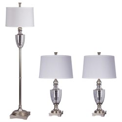 3 Pc Lamp Set in Satin Silver Finish