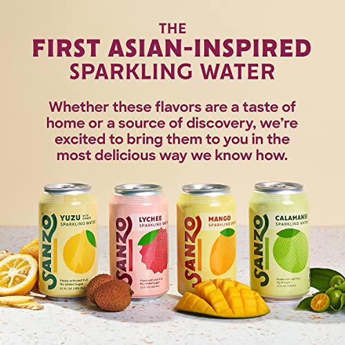 Sanzo Flavored Sparkling Water - Yuzu (Lemon) 12-Pack - Carbonated Drink Made with Real Fruit & Sugar-Free - Non-GMO, Gluten-Free & Vegan - 12 Fl Oz C thumbnail