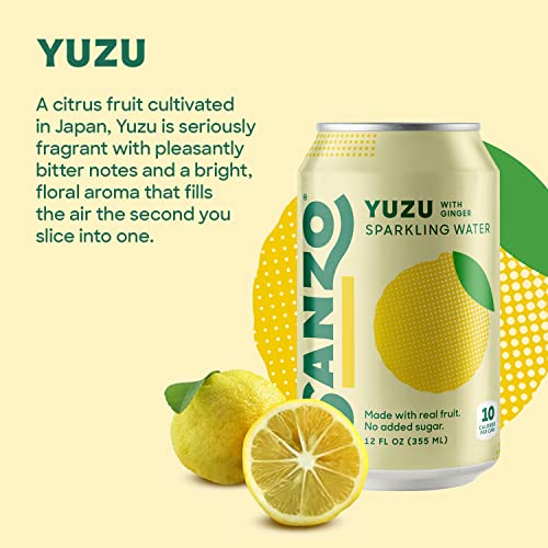 Sanzo Flavored Sparkling Water - Yuzu (Lemon) 12-Pack - Carbonated Drink Made with Real Fruit & Sugar-Free - Non-GMO, Gluten-Free & Vegan - 12 Fl Oz C thumbnail