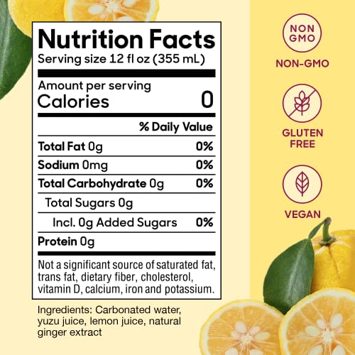 Sanzo Flavored Sparkling Water - Yuzu (Lemon) 12-Pack - Carbonated Drink Made with Real Fruit & Sugar-Free - Non-GMO, Gluten-Free & Vegan - 12 Fl Oz C thumbnail