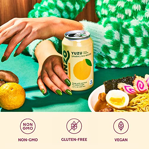 Sanzo Flavored Sparkling Water - Yuzu (Lemon) 12-Pack - Carbonated Drink Made with Real Fruit & Sugar-Free - Non-GMO, Gluten-Free & Vegan - 12 Fl Oz C thumbnail