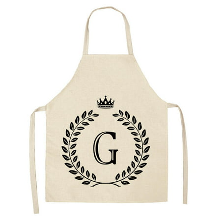 W#4719，Linen Kitchen Apron - Letter Printed Cotton Linen Sleeveless Apron Kitchen，O#4719 VO9